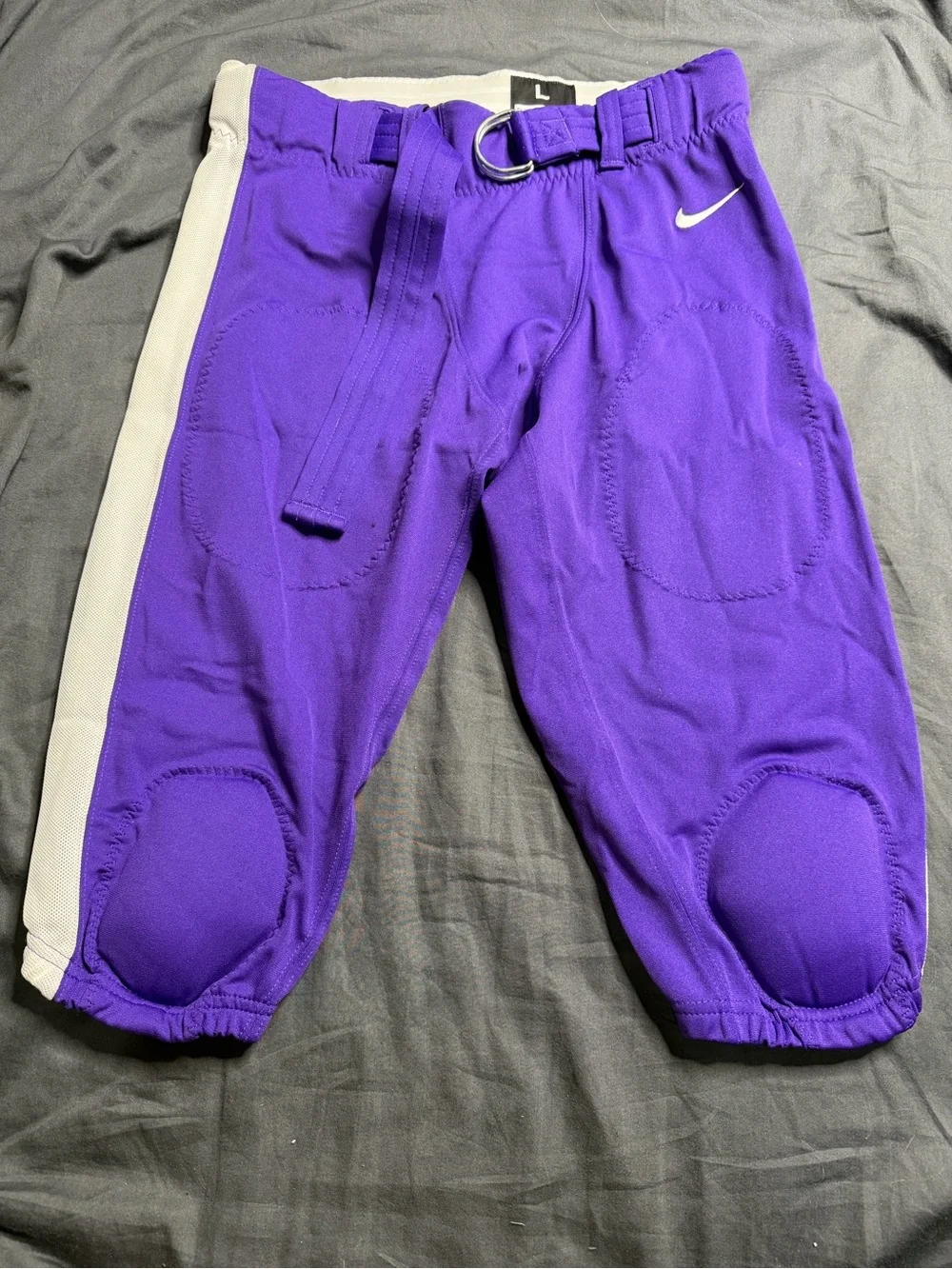 Nike Purple Football Shorts with White Side Stripe and Belt